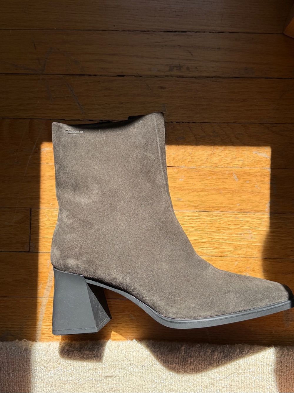 Vagabond Dark Brown Suede Ankle Boots with Block Heel